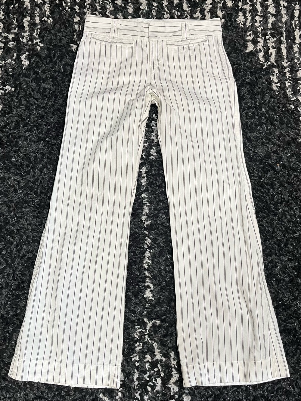 Y2K Old Navy Striped Flare Trousers Mid Rise Pinstripe Pants 2000s Size 6